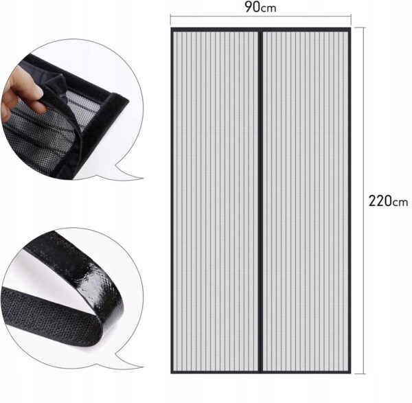 MOSKITIERA MAGNETYCZNA 90 x 220cm NA DRZWI SIATKA NA KOMARY OWADY DO DRZWI