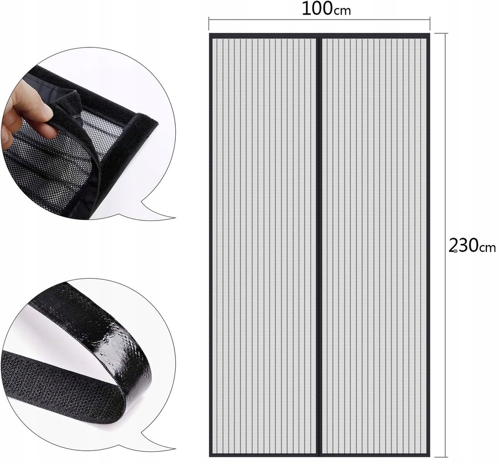 MOSKITIERA MAGNETYCZNA 100 x 230cm NA DRZWI SIATKA NA KOMARY OWADY DO DRZWI - obrazek 2