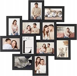 SONGMICS Ramki na zdjęcia na 12 zdjęć w formacie 10 x 15 cm CZARNE