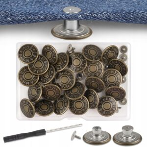Metalowe guziki kształt okrągły fi 20 mm brązowy 24 szt.