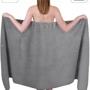 KILT DO SAUNY DAMSKI RĘCZNIK DO SAUNY DŁUGI Z KIESZENIĄ Z GUZIKAMI SZARY - obrazek 5