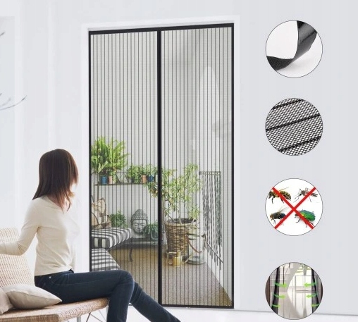 MOSKITIERA MAGNETYCZNA NA DRZWI 110 x 230cm SIATKA NA KOMARY OWADY DO DRZWI