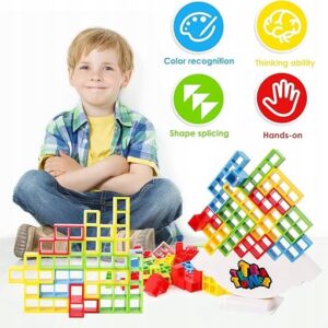 GRA układanka edukacyjna TETRIS wieża TETRA TOWER 72 el. PREZENT Montessori - obrazek 3