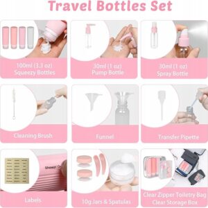 16 Silikonowych Butelek Podróżnych na Kosmetyki 100ml różowo-szare YoHyien - obrazek 2