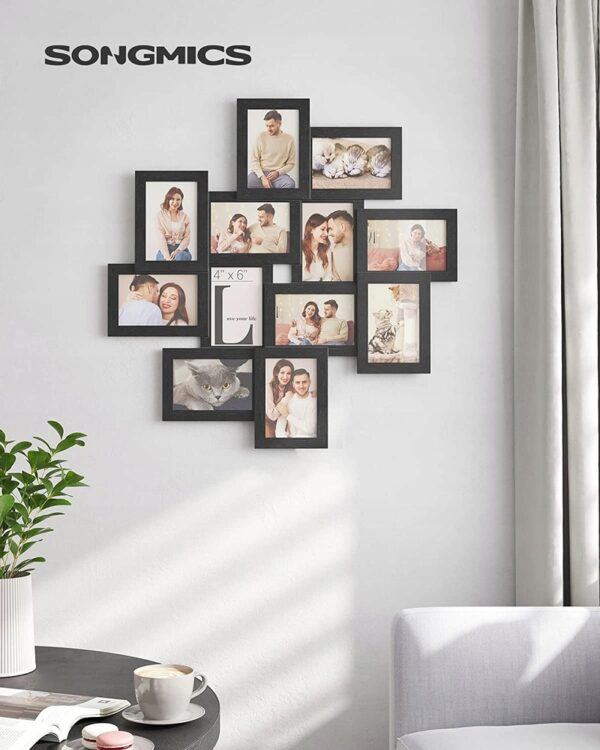 SONGMICS Ramki na zdjęcia na 12 zdjęć w formacie 10 x 15 cm CZARNE