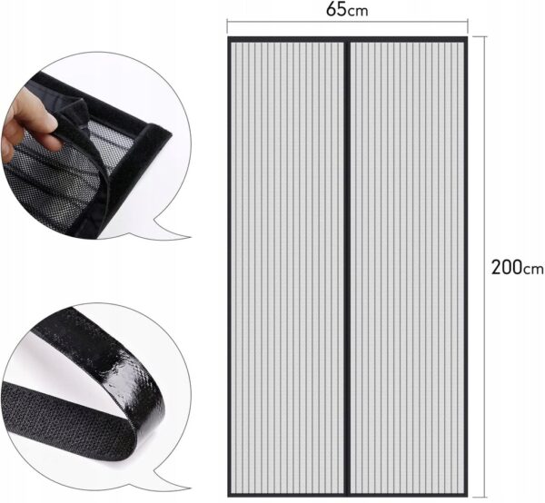 MOSKITIERA MAGNETYCZNA 65 x 200cm NA DRZWI SIATKA NA KOMARY OWADY DO DRZWI