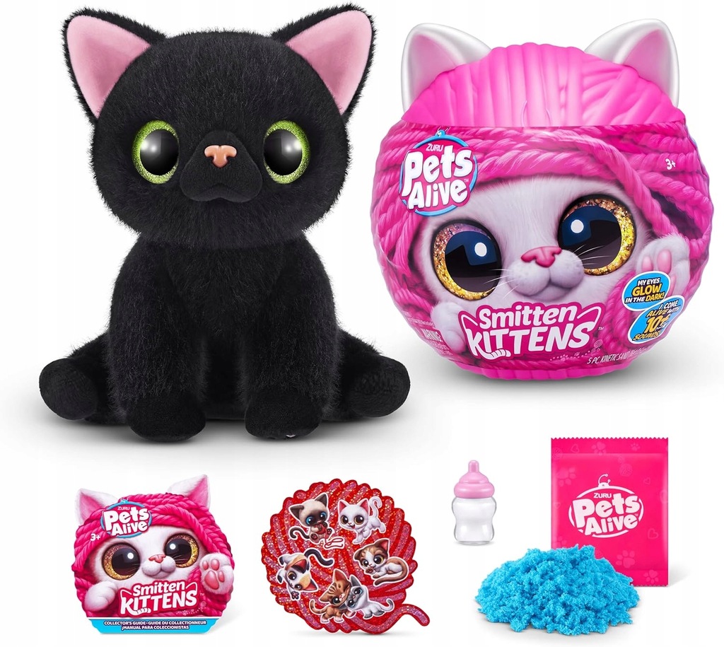 Zestaw ZURU Pets Alive Smitten Kittens Lucky-Loo kot pluszowy interaktywny - obrazek 1