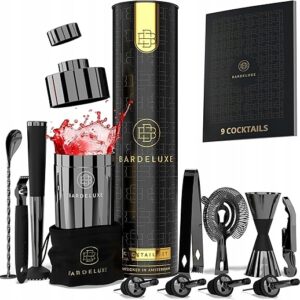 BarDeluxe Zestaw Barmanski, 12-częściowy, Zestaw Koktajlowy, Shaker 750 ml