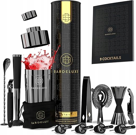 BarDeluxe Zestaw Barmanski, 12-częściowy, Zestaw Koktajlowy, Shaker 750 ml
