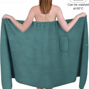 KILT DO SAUNY DAMSKI RĘCZNIK DO SAUNY DŁUGI Z KIESZENIĄ GUZIKAMI turkusowy - obrazek 8