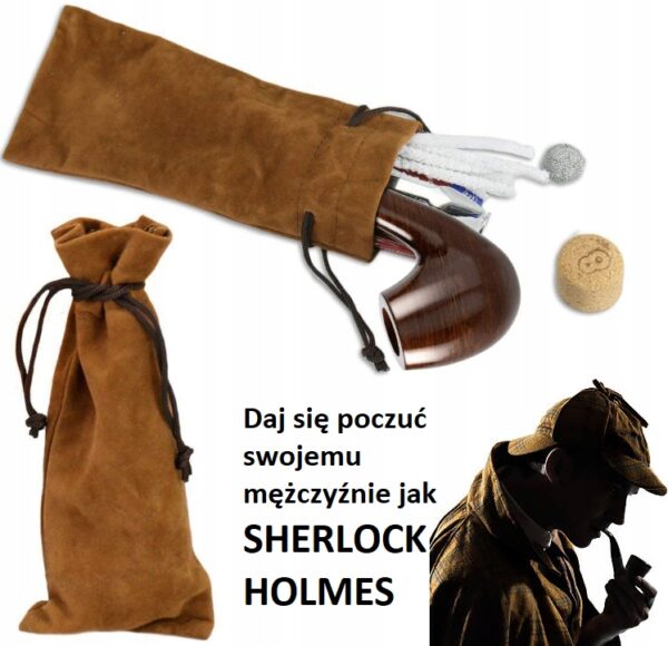 Zestaw do tytoniu fajka z akcesoriami pudełko prezentowe drewniane heban