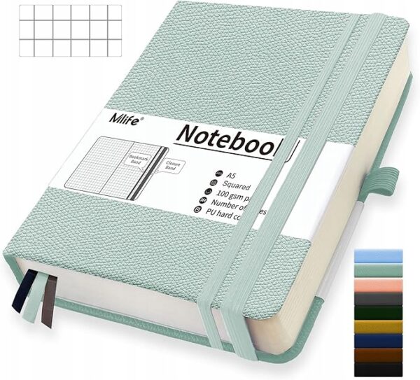 ZESZYT A5 NOTATNIK W KROPKI 360 STRON 100 G/M² TWARDY 360 kartek MIĘTOWY