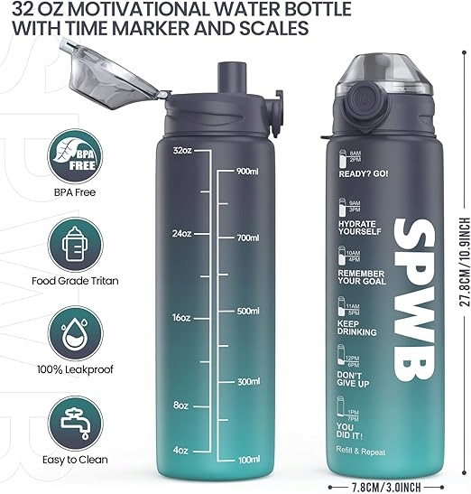 MOTYWACYJNA butelka SPORTOWA na wodę SPWB 1L z filtrem BIDON BPA-FREE