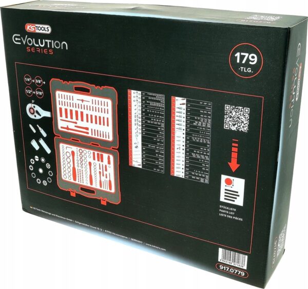 KS Tools 917.0779 1/4"+3/8"+1/2" ZESTAW KLUCZY NASADOWYCH WALIZKA 179-szt