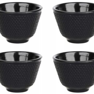 Japońskie Czarki Żeliwne filiżanki do Herbaty 100ml 4 sztuki Czarne - obrazek 4