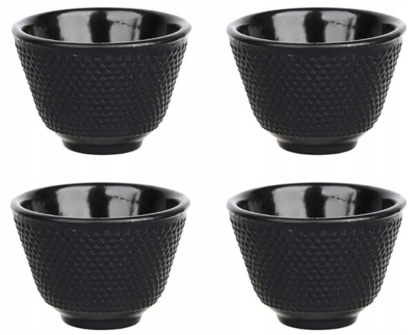 Japońskie Czarki Żeliwne filiżanki do Herbaty 100ml 4 sztuki Czarne