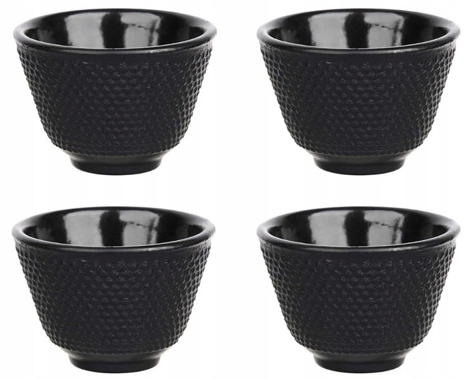 Japońskie Czarki Żeliwne filiżanki do Herbaty 100ml 4 sztuki Czarne - obrazek 4