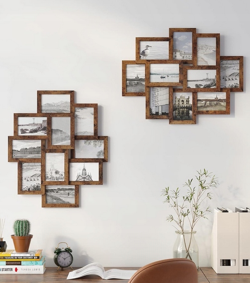 SONGMICS Ramki na zdjęcia na 10 zdjęć w formacie 10 x 15 cm BRĄZOWE