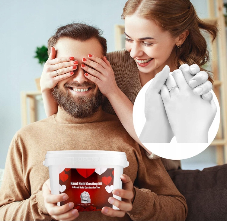 Zestaw odcisków dłoni 3D odlewów gipsowych Rzeźba ręczna Prezenty dla par - obrazek 6
