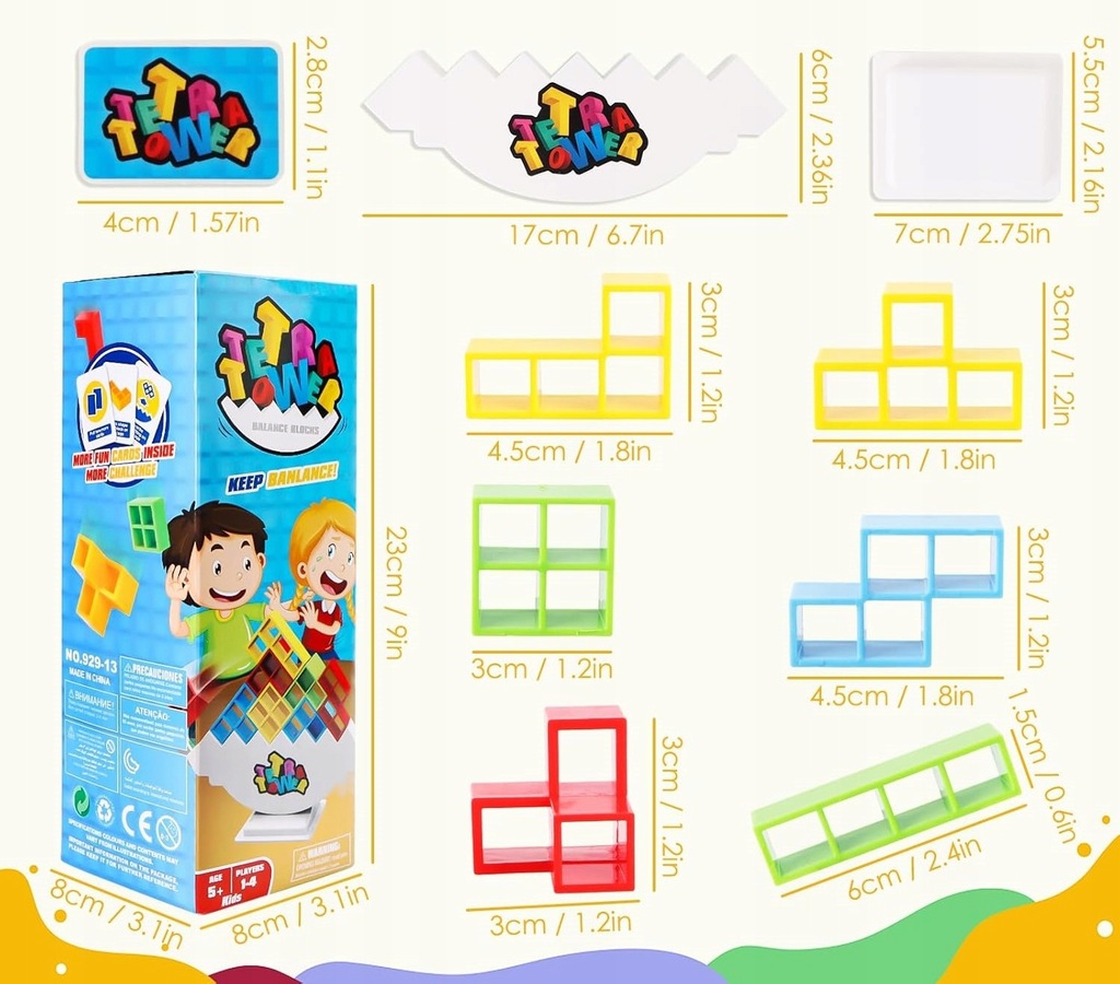 GRA układanka edukacyjna TETRIS wieża TETRA TOWER 72 el. PREZENT Montessori - obrazek 1