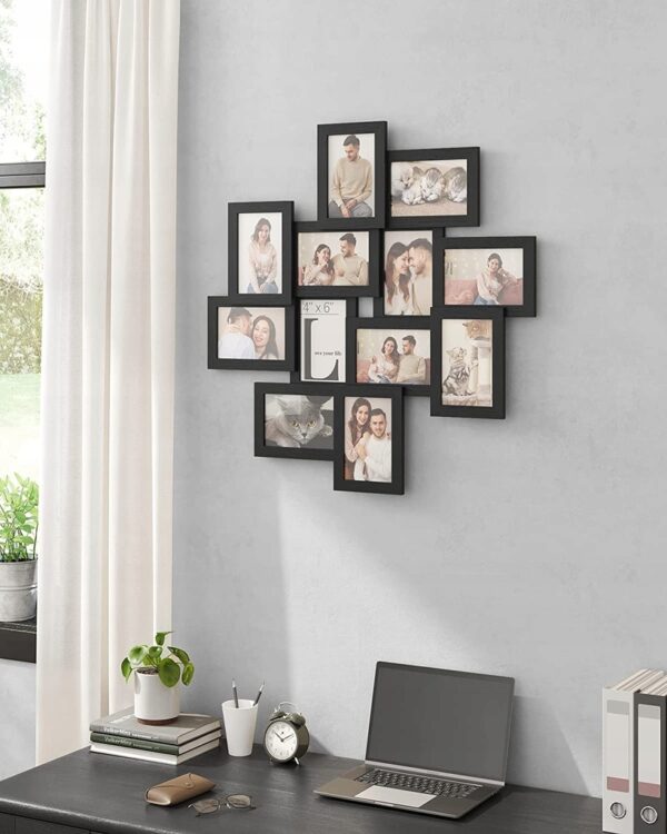 SONGMICS Ramki na zdjęcia na 12 zdjęć w formacie 10 x 15 cm CZARNE