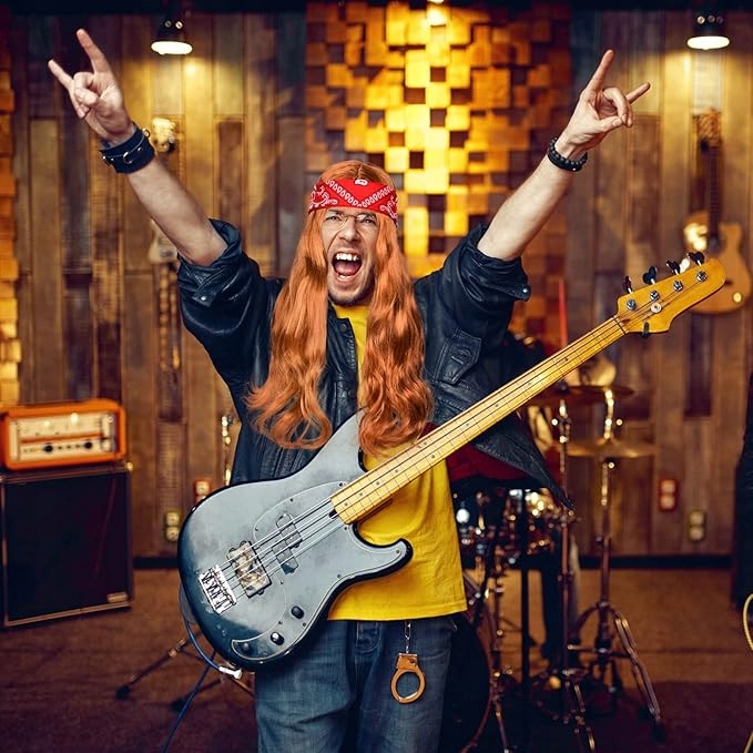 Zestaw punkowy ROCKMAN ROCK N ROLL Bandana + peruka + 2xsiatka LATA 80 90 - obrazek 8