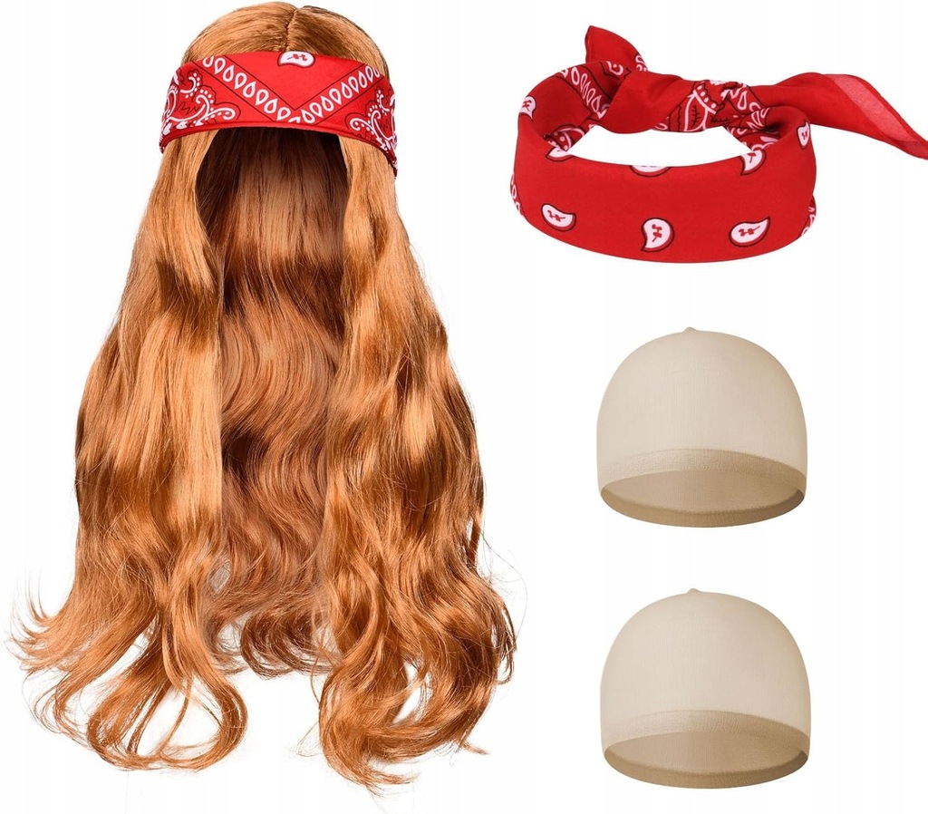 Zestaw punkowy ROCKMAN ROCK N ROLL Bandana + peruka + 2xsiatka LATA 80 90 - obrazek 6