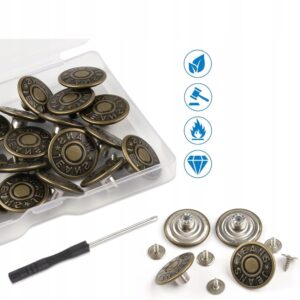 Metalowe guziki kształt okrągły fi 20 mm brązowy 24 szt. - obrazek 4