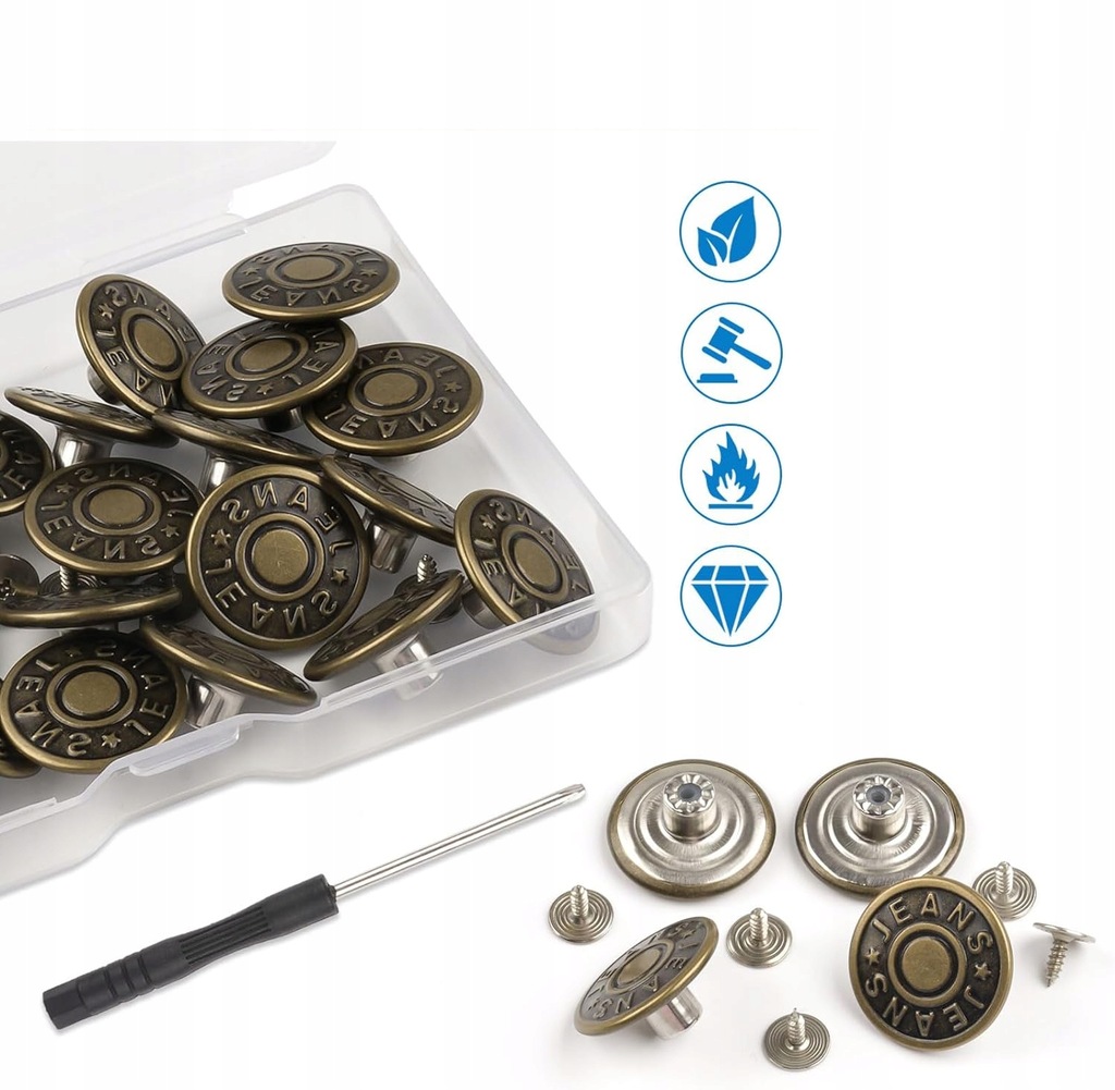 Metalowe guziki kształt okrągły fi 20 mm brązowy 24 szt. - obrazek 4