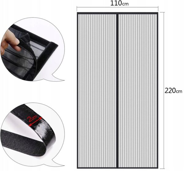MOSKITIERA MAGNETYCZNA 110 x 220cm NA DRZWI SIATKA NA KOMARY OWADY DO DRZWI