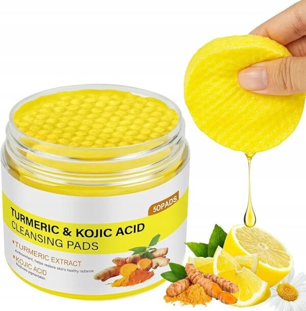 Kwas Kojowy i Kurkuma Płatki Oczyszczające do Twarzy 60Szt, Peeling do