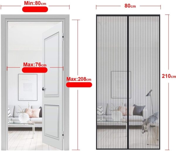 MOSKITIERA MAGNETYCZNA 80 x 210cm NA DRZWI SIATKA NA KOMARY OWADY DO DRZWI