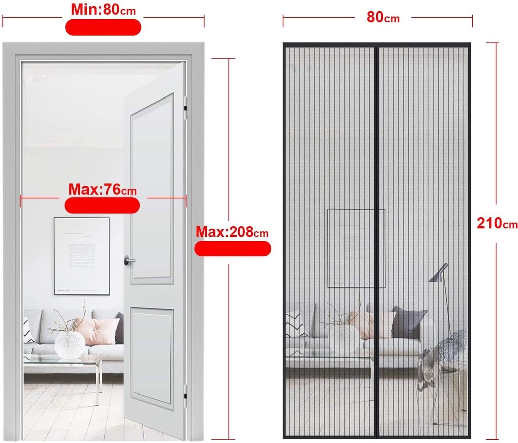 MOSKITIERA MAGNETYCZNA 80 x 210cm NA DRZWI SIATKA NA KOMARY OWADY DO DRZWI - obrazek 2