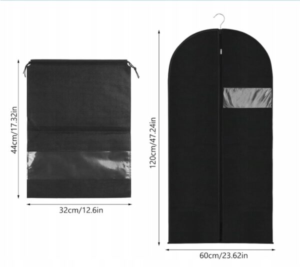 2 torby na ubrania, 2 torby buty 58 x 119 cm pokrowce na garnitury ubrania