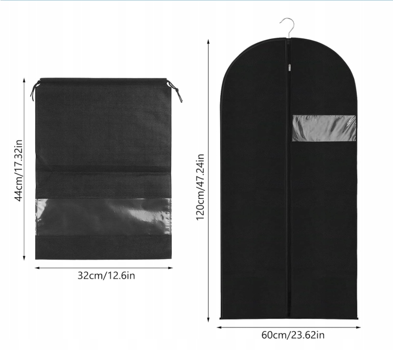 2 torby na ubrania, 2 torby buty 58 x 119 cm pokrowce na garnitury ubrania - obrazek 4