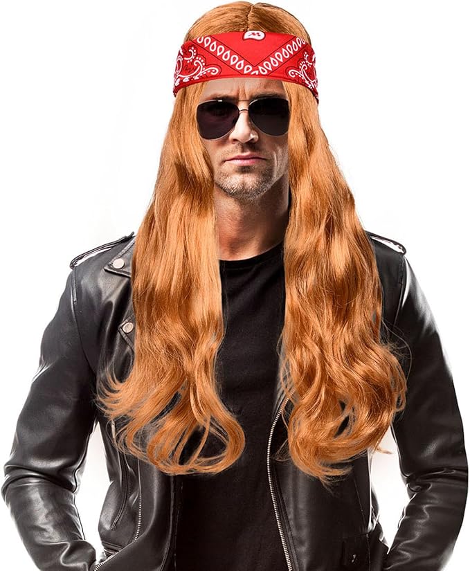 Zestaw punkowy ROCKMAN ROCK N ROLL Bandana + peruka + 2xsiatka LATA 80 90 - obrazek 1