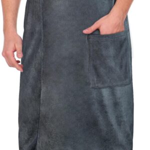 KILT DO SAUNY MĘSKI RĘCZNIK DŁUGI Z KIESZENIĄ GUZIKAMI CIEMNOSZARY