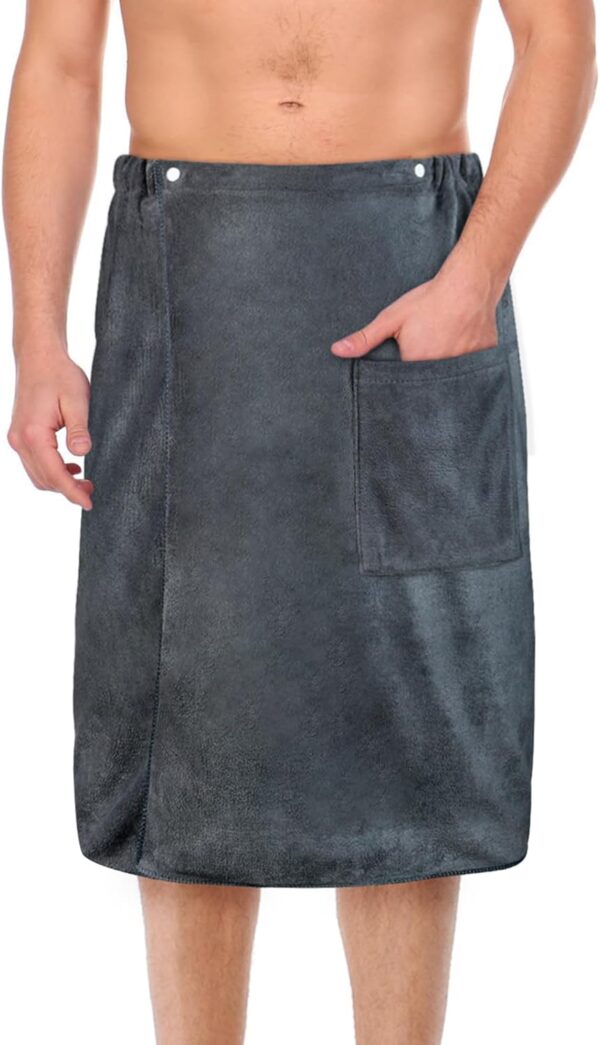 KILT DO SAUNY MĘSKI RĘCZNIK DŁUGI Z KIESZENIĄ GUZIKAMI CIEMNOSZARY