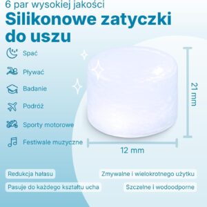SILIKONOWE ZATYCZKI DO USZU STOPERY 6 par - obrazek 4